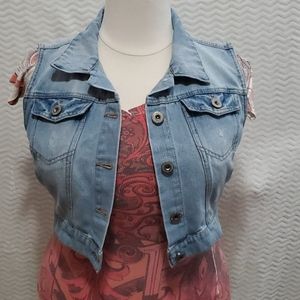 Super cute Distressed Jean Vest